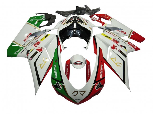 Discount 2007-2014 White Red Green Accossato Ducati 848/1098/1198 Motorcycle Fairings Canada