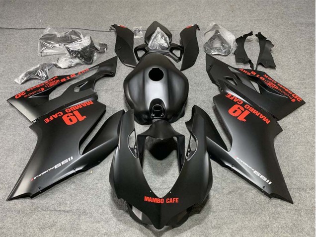 Discount 2011-2014 Matte Black with Red Decals Mambo Cafe 19 Ducati 1199 Motorcycle Fairings Canada