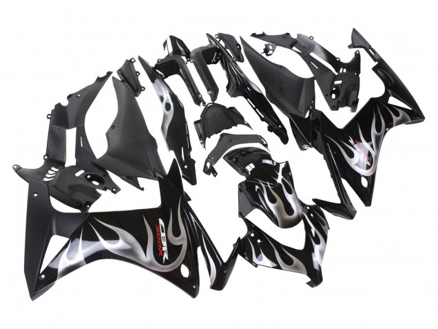 Discount 2013-2015 Glossy Black Silver Flame Honda CBR500R Motorcycle Fairings Canada