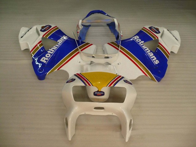 Discount 1998-2001 White Blue Gold Rothmans Honda VFR 800 Motorcycle Fairings Canada