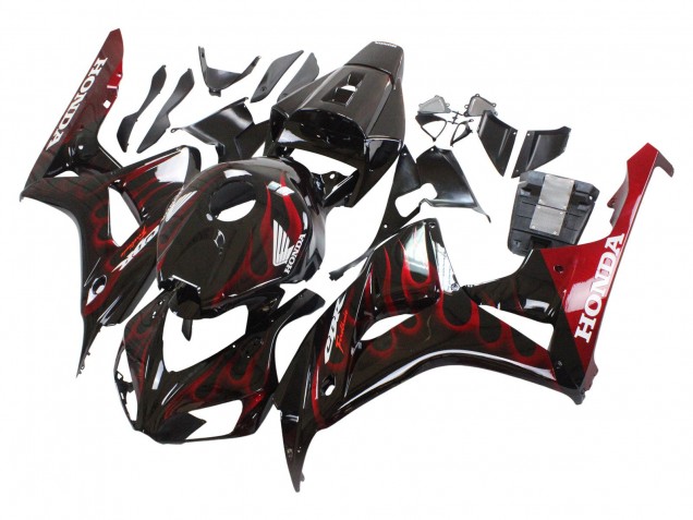 Discount 2006-2007 Glossy Black Red Flame Honda CBR1000RR Motorcycle Fairing Canada