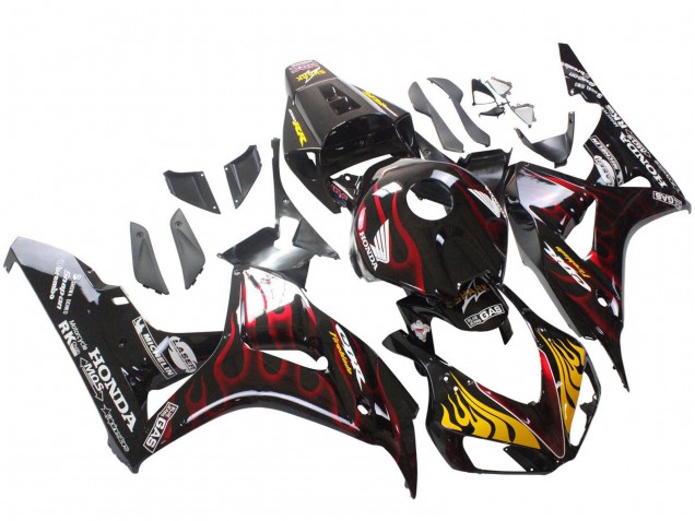 Discount 2006-2007 Glossy Black Yellow Red Flame Honda CBR1000RR Motorcycle Fairings Canada