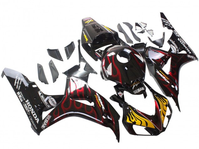 Discount 2006-2007 Glossy Black Yellow Red Flame Honda CBR1000RR Motorcycle Fairings Canada