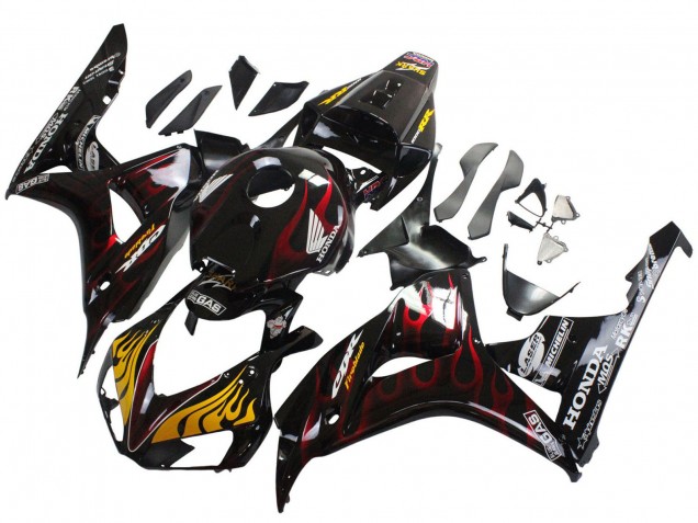 Discount 2006-2007 Glossy Black Yellow Red Flame Honda CBR1000RR Motorcycle Fairings Canada