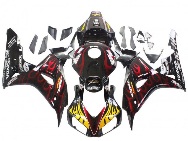 Discount 2006-2007 Glossy Black Yellow Red Flame Honda CBR1000RR Motorcycle Fairings Canada