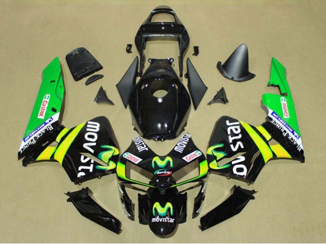Discount 2003-2004 Glossy Black Yellow Green MoviStar Castrol Honda CBR600RR Motorcycle Fairings Canada