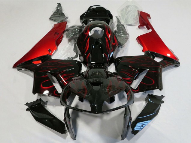 Discount 2005-2006 Glossy Black Red Flame Honda CBR600RR Motorcycle Fairing Canada