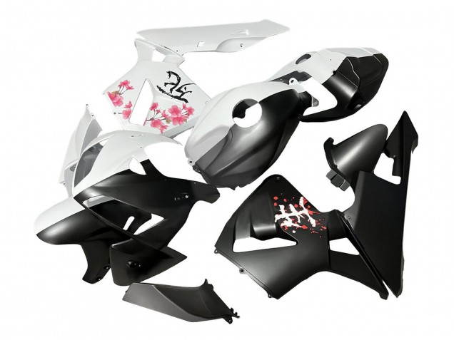 Discount 2005-2006 Black White with Cherry Blossom Honda CBR600RR Motorcycle Fairings Canada