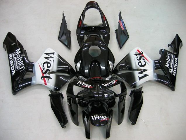Discount 2005-2006 Glossy Black White West Honda CBR600RR Motorcycle Fairings Canada