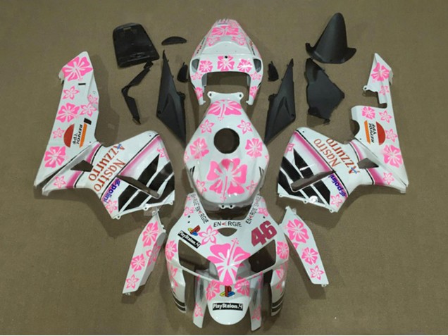 Discount 2005-2006 White with Pink Floral Nastro Azzurro 46 Honda CBR600RR Motorcycle Fairings Canada