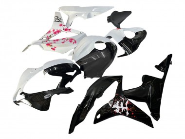 Discount 2007-2008 White Cherry Blossom Glossy Black Split Honda CBR600RR Motorcycle Fairings Canada