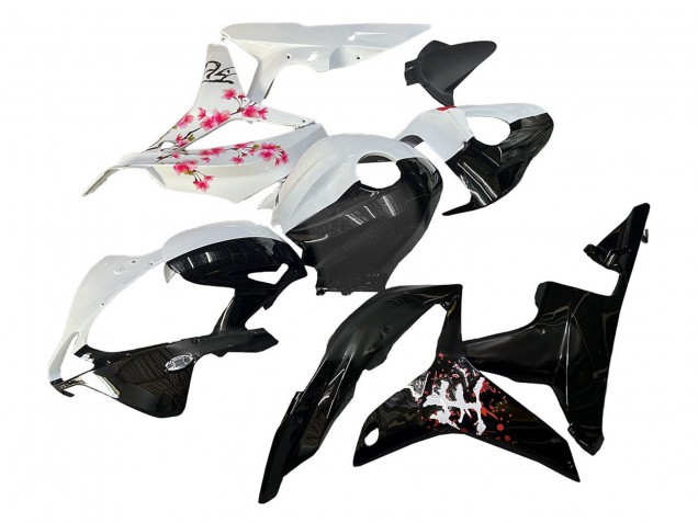 Discount 2007-2008 White Cherry Blossom Glossy Black Split Honda CBR600RR Motorcycle Fairings Canada