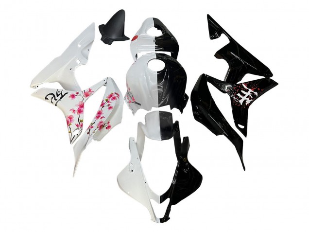 Discount 2007-2008 White Cherry Blossom Glossy Black Split Honda CBR600RR Motorcycle Fairings Canada