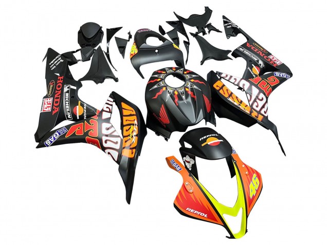 Discount 2007-2008 Matte Black Orange Red Rossi Repsol 46 Honda CBR600RR Motorcycle Fairings Canada
