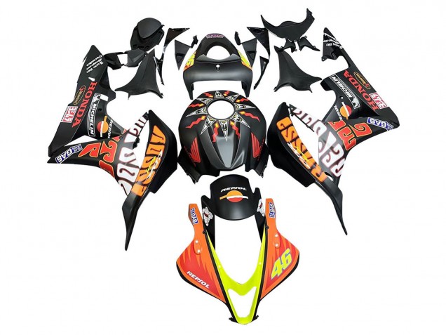 Discount 2007-2008 Matte Black Orange Red Rossi Repsol 46 Honda CBR600RR Motorcycle Fairings Canada