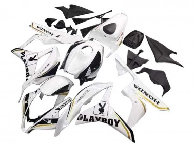 Discount 2007-2008 White Gold Glossy Black Playboy Honda CBR600RR Motorcycle Fairing Canada