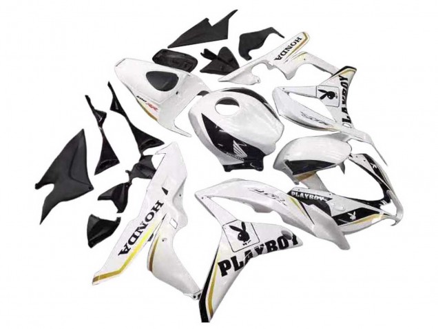 Discount 2007-2008 White Gold Glossy Black Playboy Honda CBR600RR Motorcycle Fairing Canada
