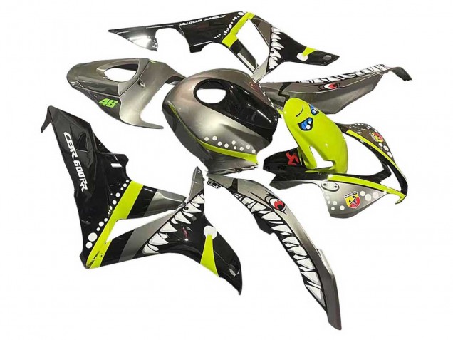 Discount 2007-2008 Grey Fluorescent Yellow Shark Honda CBR600RR Motorcycle Fairings Canada