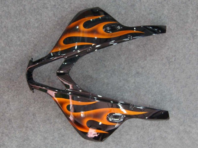Discount 2007-2008 Glossy Black Orange Flame Honda CBR600RR Motorcycle Fairings Canada