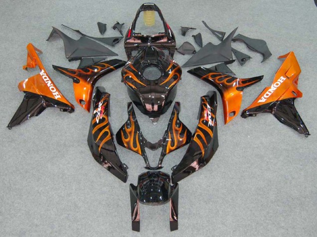 Discount 2007-2008 Glossy Black Orange Flame Honda CBR600RR Motorcycle Fairings Canada