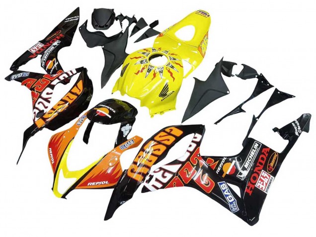 Discount 2007-2008 Yellow Orange Glossy Black Rossi Repsol Honda CBR600RR Motorcycle Fairings Canada