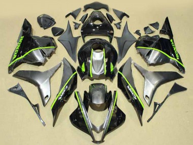 Discount 2009-2012 Silver Glossy Black with Fluorescent Green Lines Honda CBR600RR Motorcycle Fairings Canada