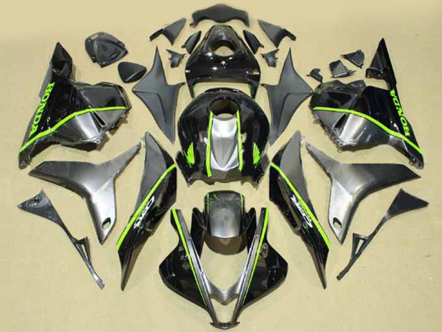 Discount 2009-2012 Silver Glossy Black with Fluorescent Green Lines Honda CBR600RR Motorcycle Fairings Canada