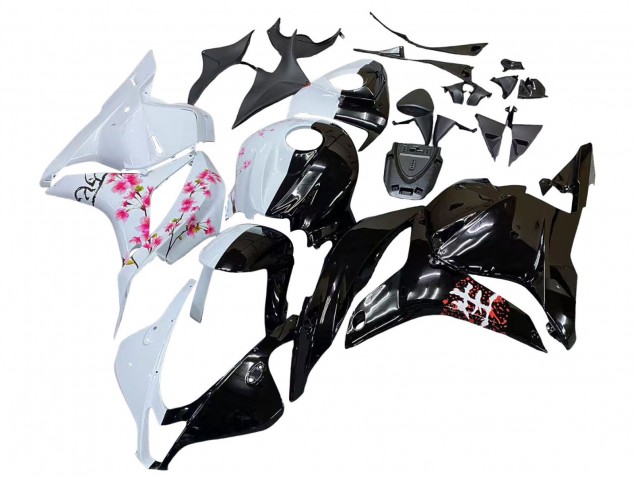 Discount 2009-2012 White Cherry Blossom Glossy Black Honda CBR600RR Motorcycle Fairings Canada