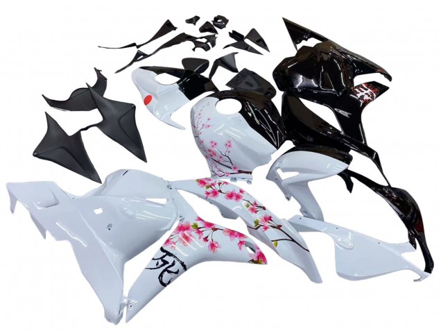 Discount 2009-2012 White Cherry Blossom Glossy Black Honda CBR600RR Motorcycle Fairings Canada