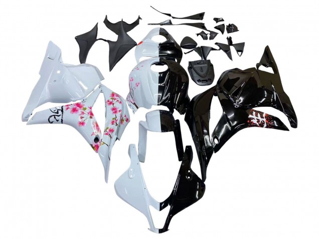 Discount 2009-2012 White Cherry Blossom Glossy Black Honda CBR600RR Motorcycle Fairings Canada