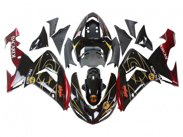Discount 2006-2007 Black Red Gold BACARDI Kawasaki ZX10R Motorcycle Fairings Canada
