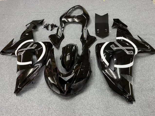 Discount 2006-2007 Glossy Black White Circle Kawasaki ZX10R Motorcycle Fairings Canada