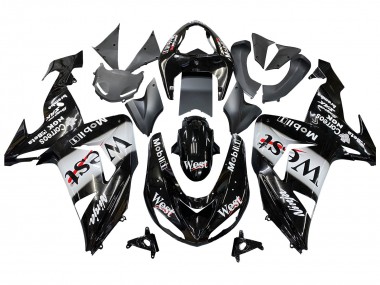 Discount 2006-2007 Glossy Black White West Kawasaki ZX10R Motorcycle Fairings Canada