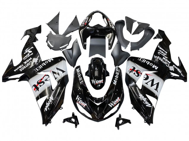 Discount 2006-2007 Glossy Black White West Kawasaki ZX10R Motorcycle Fairings Canada