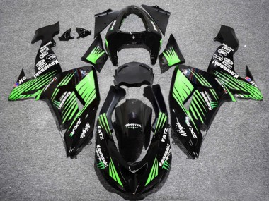 Discount 2006-2007 Glossy Black Green Kawasaki ZX10R Motorcycle Fairings Canada