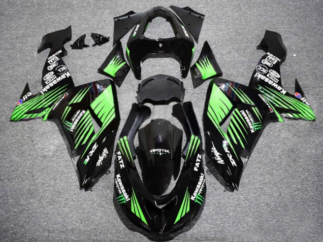 Discount 2006-2007 Glossy Black Green Kawasaki ZX10R Motorcycle Fairings Canada