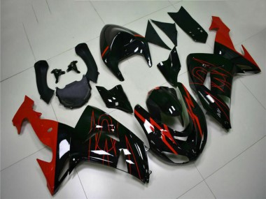 Discount 2006-2007 Glossy Black Red Kawasaki ZX10R Motorcycle Fairings Canada