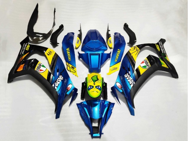 Discount 2011-2015 Blue Yellow Black Shark Kawasaki ZX10R Motorcycle Fairings Canada