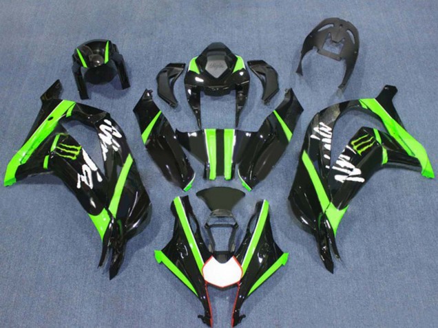 Discount 2016-2020 Glossy Black Green Monster Kawasaki ZX10R Motorcycle Fairings Canada