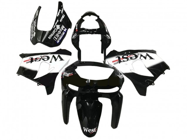 Discount 1998-1999 Glossy Black White West Kawasaki ZX6R Motorcycle Fairings Canada