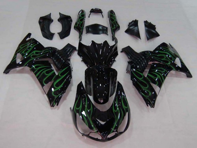 Discount 2006-2011 Glossy Black Green Flame Kawasaki ZX14R ZZR1400 Motorcycle Fairing Canada
