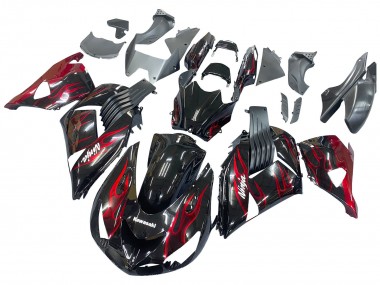 Discount 2006-2011 Glossy Black Red Flame Kawasaki ZX14R ZZR1400 Motorcycle Fairing Kits Canada