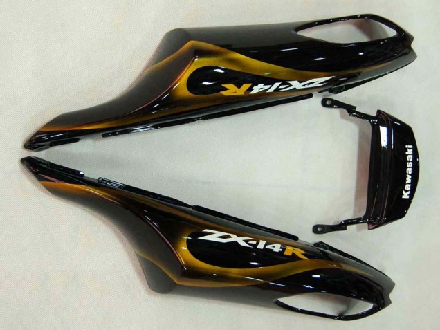 Discount 2006-2011 Glossy Black Gold Flame Kawasaki ZX14R ZZR1400 Motorcycle Fairings Canada