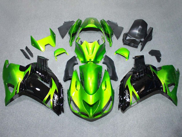Discount 2006-2011 Green Glossy Black Kawasaki ZX14R ZZR1400 Motorcycle Fairings Kits Canada