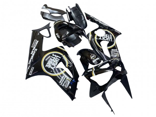 Discount 2003-2004 Glossy Black White Motul Lucky Strike Kawasaki ZX6R Motorcycle Fairings Canada