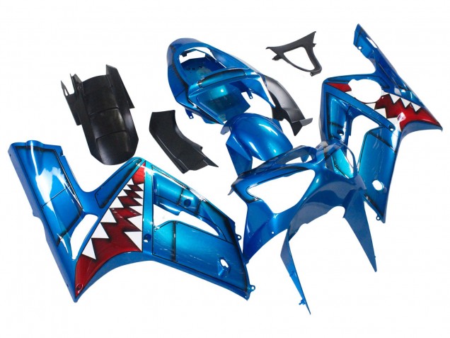 Discount 2003-2004 Blue White Red Shark Kawasaki ZX6R Motorcycle Fairings Canada