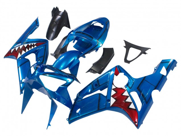 Discount 2003-2004 Blue White Red Shark Kawasaki ZX6R Motorcycle Fairings Canada
