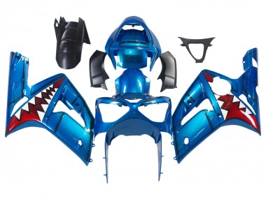 Discount 2003-2004 Blue White Red Shark Kawasaki ZX6R Motorcycle Fairings Canada