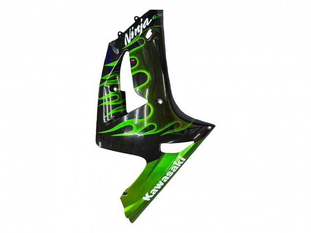 Discount 2003-2004 Glossy Black Green Flame Kawasaki ZX6R Motorcycle Fairings Canada
