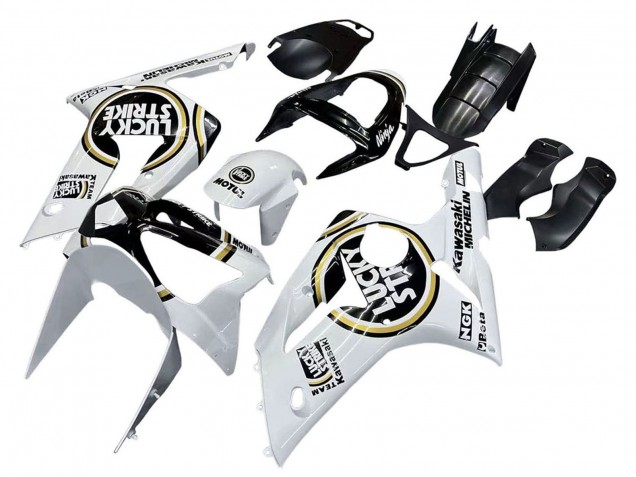 Discount 2003-2004 White Black Motul Lucky Strike Kawasaki ZX6R Motorcycle Fairings Canada